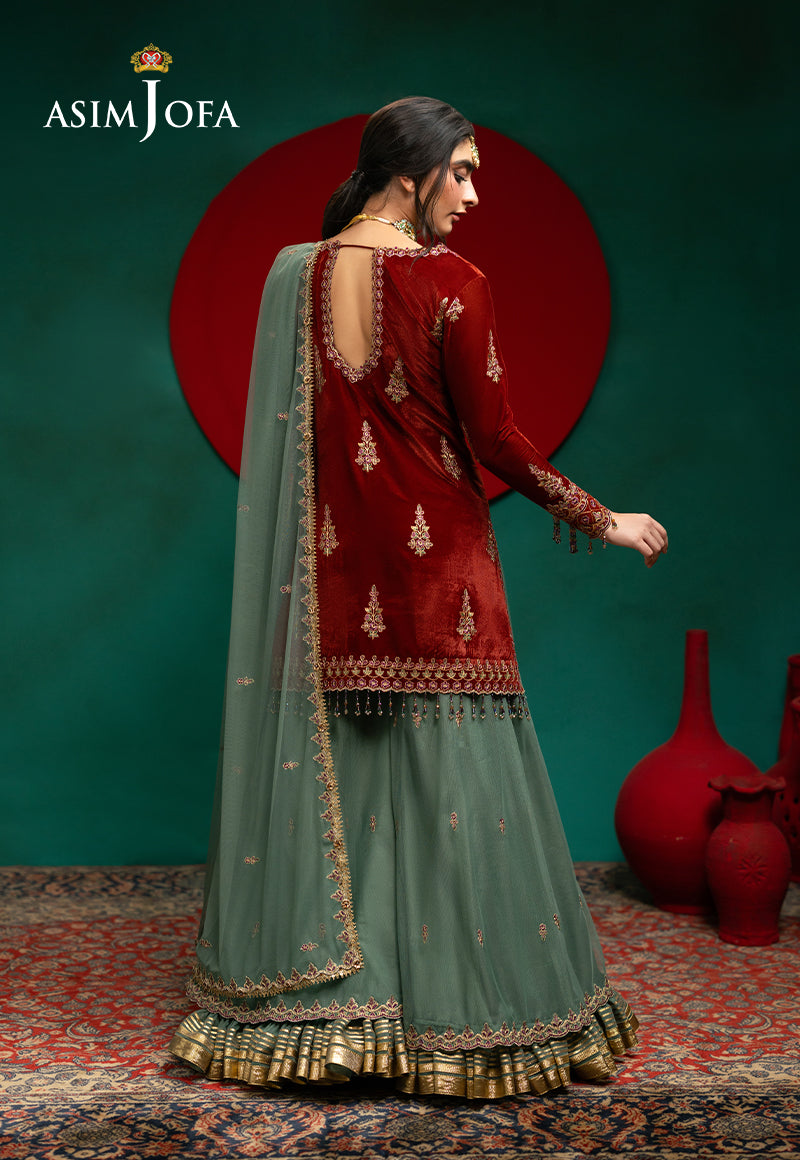 AJUMV-01 Embroidered Velvet Unstitched 3 Pcs