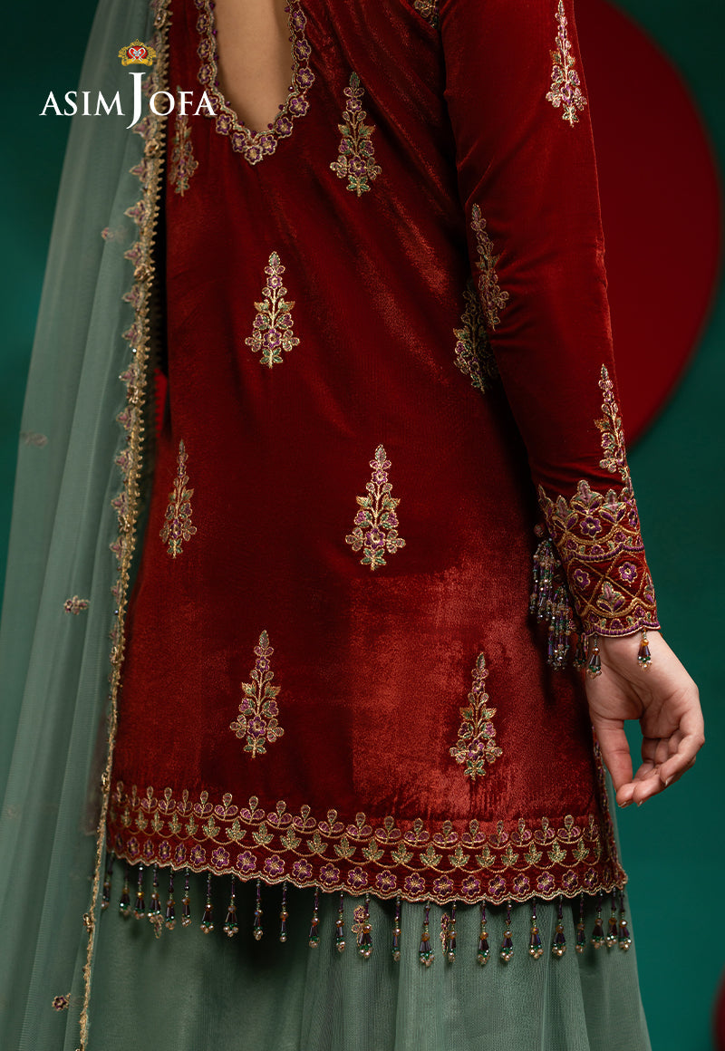 AJUMV-01 Embroidered Velvet Unstitched 3 Pcs