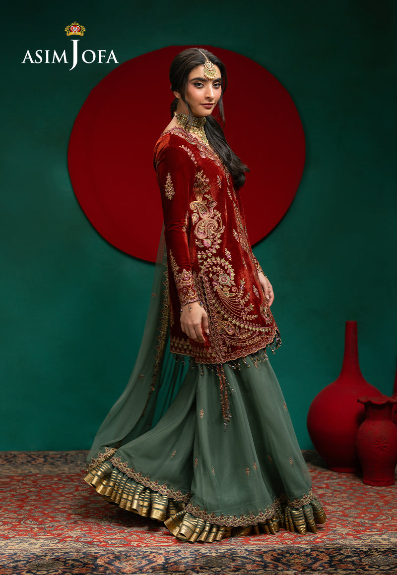 AJUMV-01 Embroidered Velvet Unstitched 3 Pcs