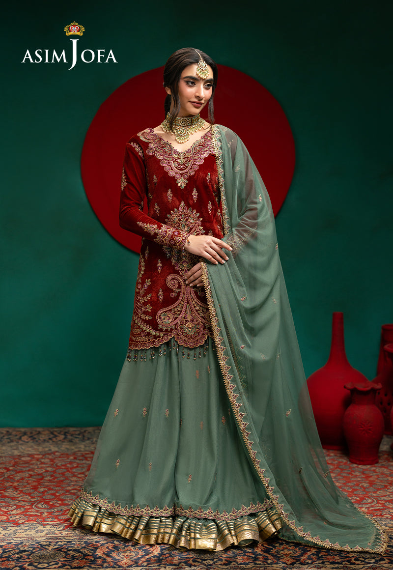 AJUMV-01 Embroidered Velvet Unstitched 3 Pcs