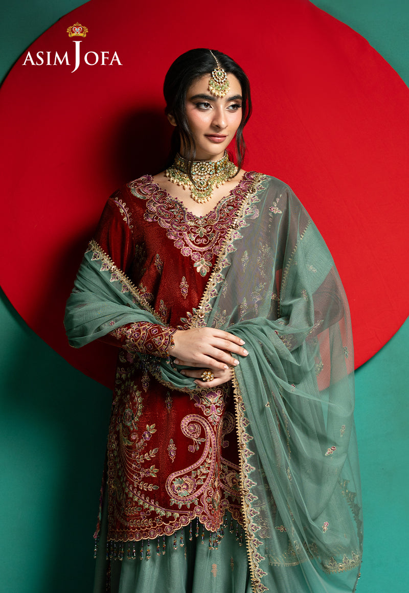 AJUMV-01 Embroidered Velvet Unstitched 3 Pcs
