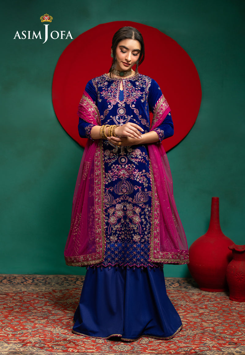 AJUMV-09 Embroidered Velvet Unstitched 3 Pcs