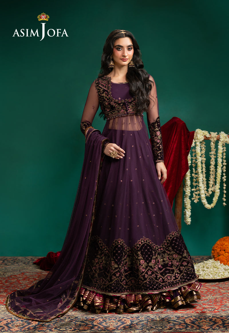 AJUMV-03 Embroidered Velvet & Net Unstitched 2 Pcs
