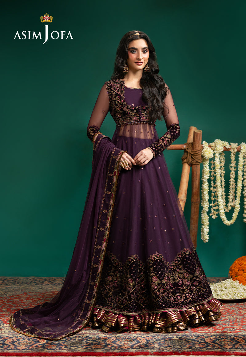 AJUMV-03 Embroidered Velvet & Net Unstitched 2 Pcs