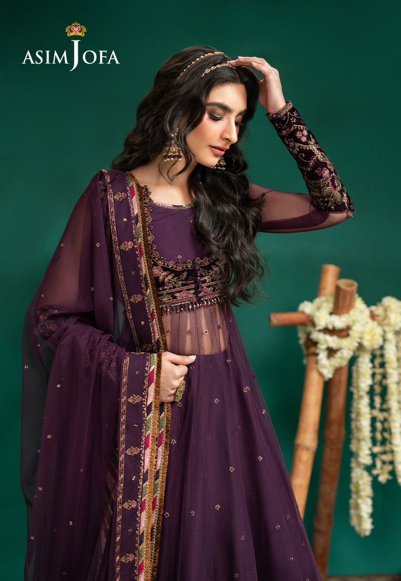 AJUMV-03 Embroidered Velvet & Net Unstitched 2 Pcs