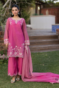 SS25DD-2775  MAGENTA EMBROIDERED  DUPATTA