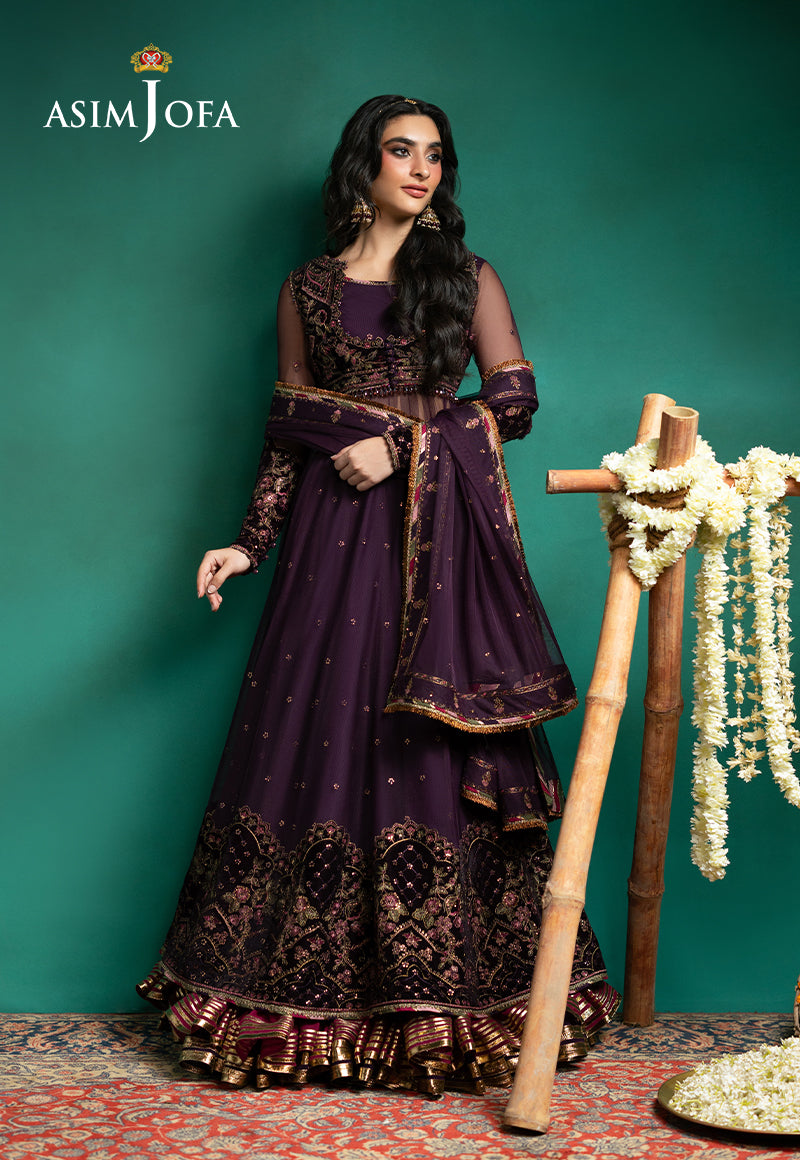 AJUMV-03 Embroidered Velvet & Net Unstitched 2 Pcs