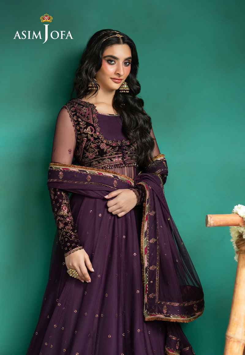 AJUMV-03 Embroidered Velvet & Net Unstitched 2 Pcs
