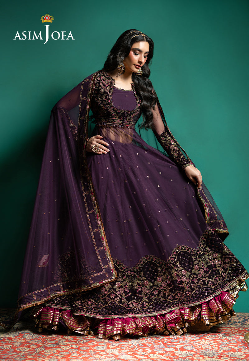 AJUMV-03 Embroidered Velvet & Net Unstitched 2 Pcs