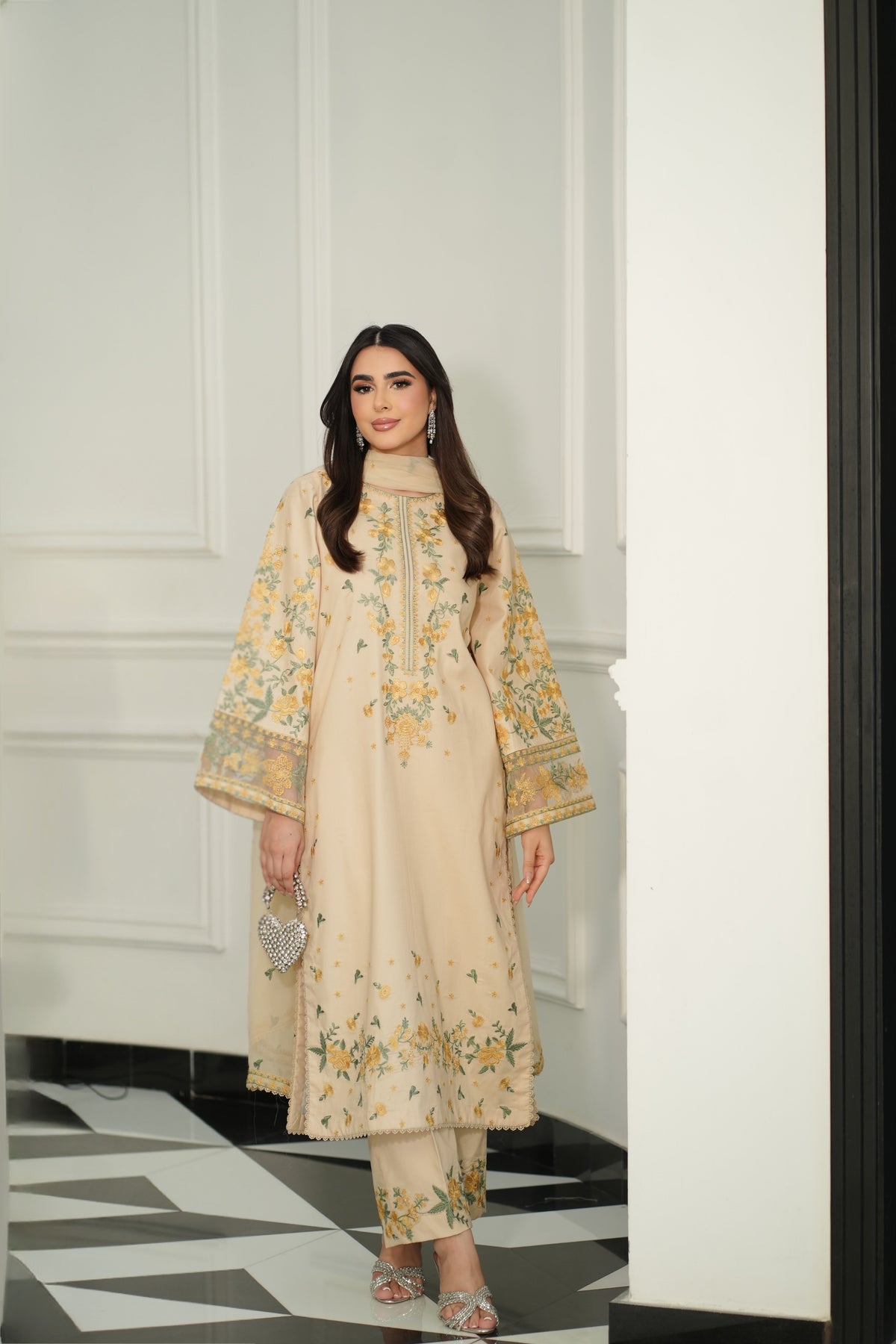 Aneelas Lawn Emb 3pc Chiffon Duppata [LUX-26-94] [Dispatch Time 2 Months]