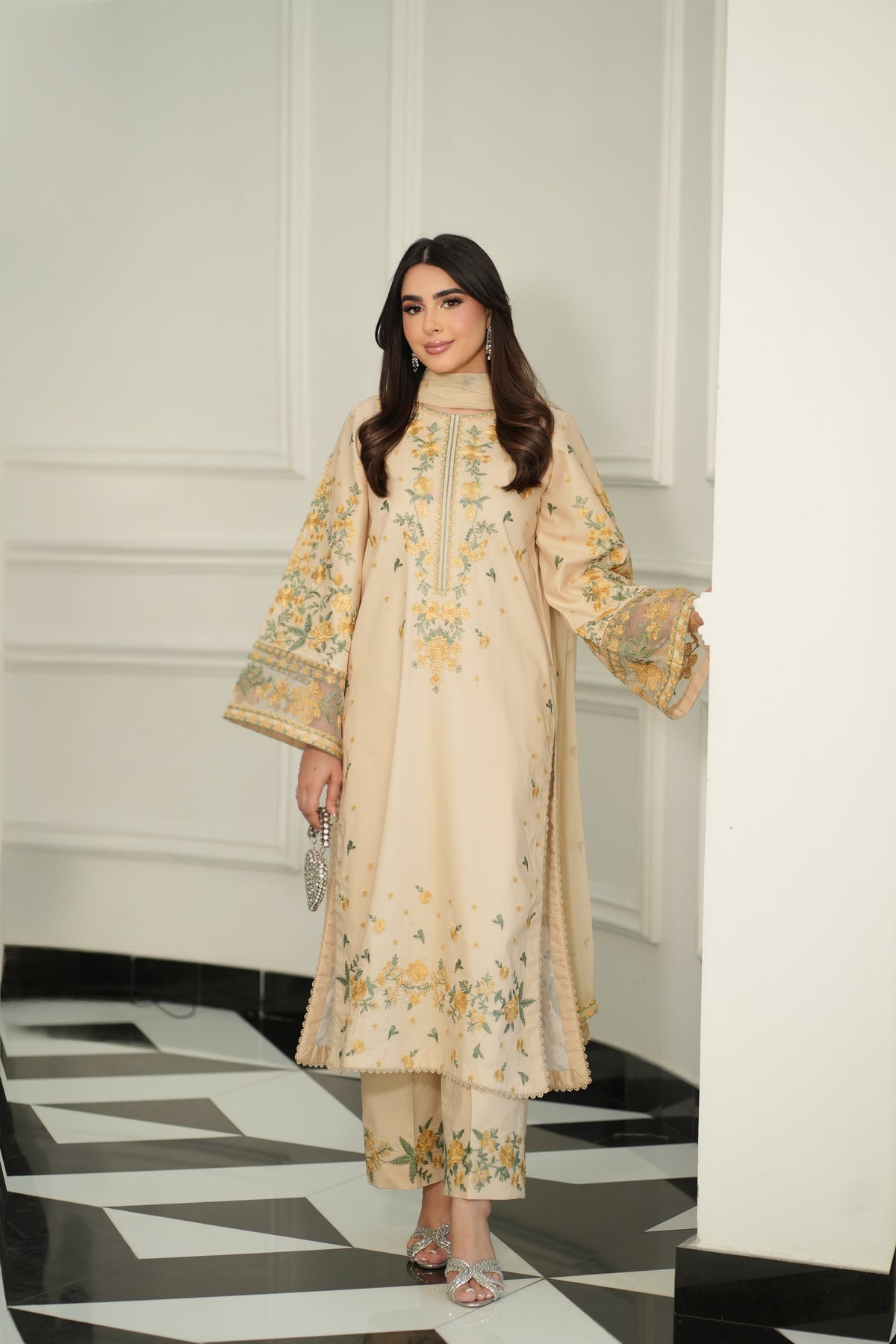 Aneelas Lawn Emb 3pc Chiffon Duppata [LUX-26-94] [Dispatch Time 2 Months]
