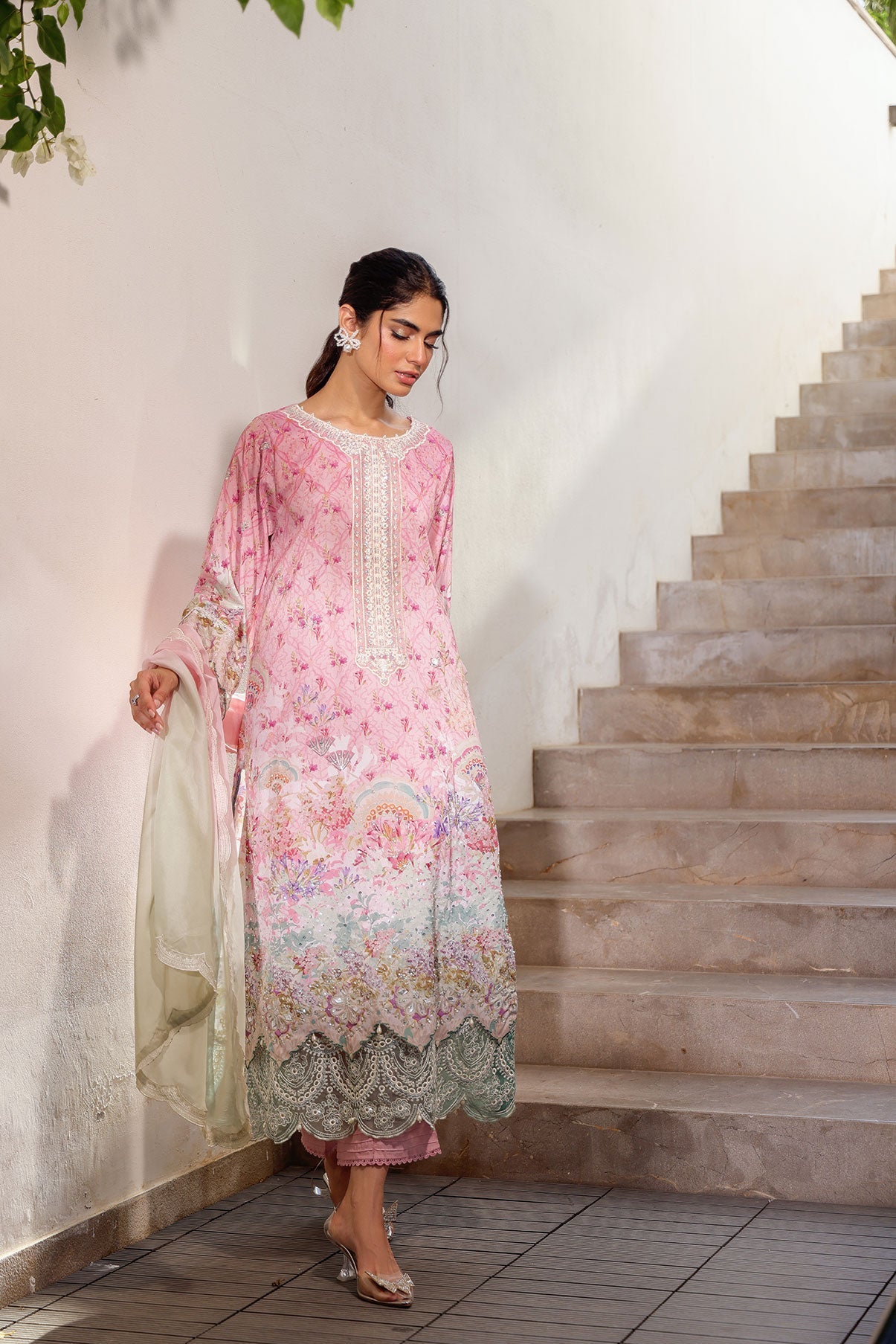 Ss24Dd-2516 Pink Tie Dye Dupatta