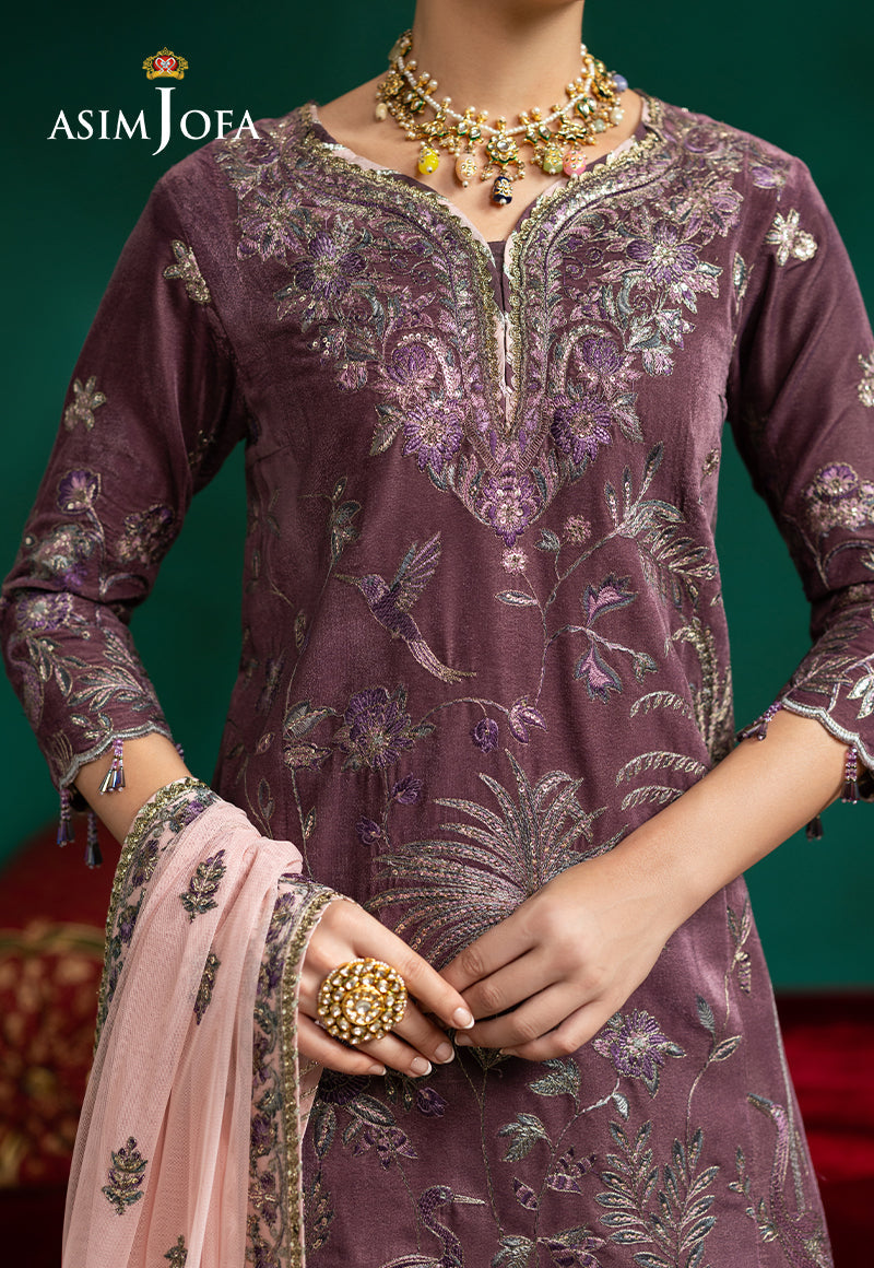 AJUMV-02 Embroidered Velvet Unstitched 3 Pcs