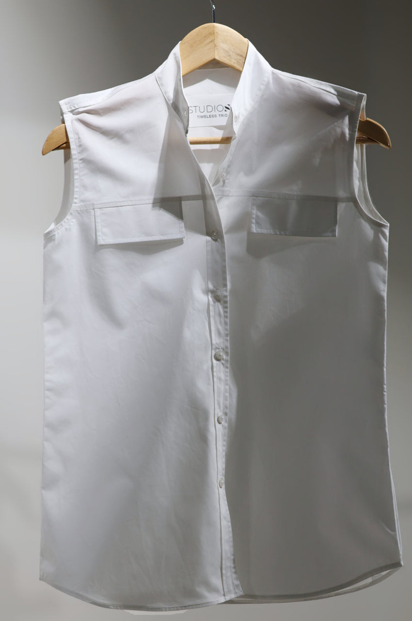 Timeless Trio - White Sleeveless Shirt