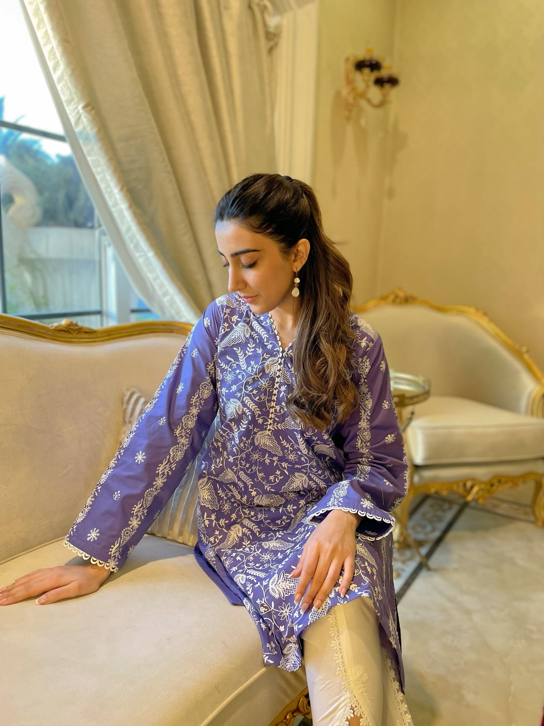 Purple Embroidered Kurta (RTS)