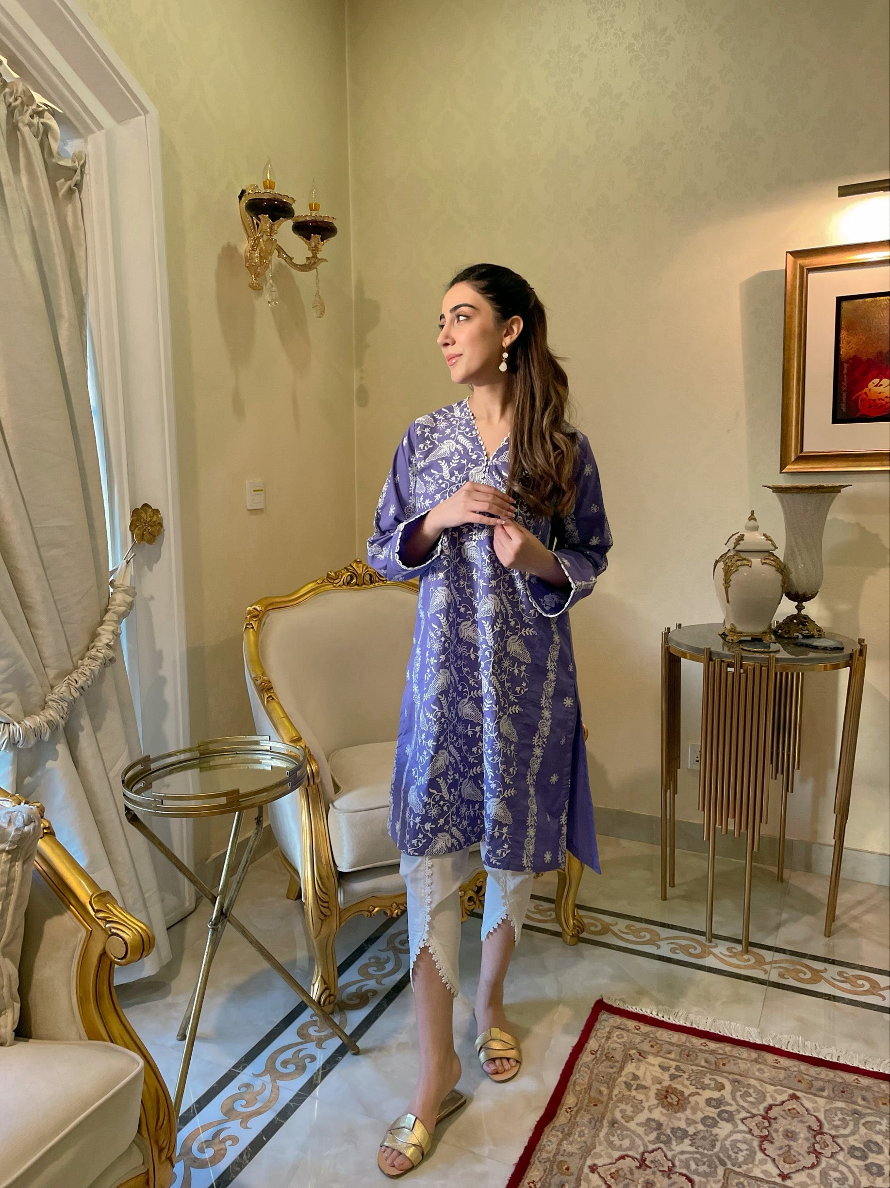 Purple Embroidered Kurta (RTS)