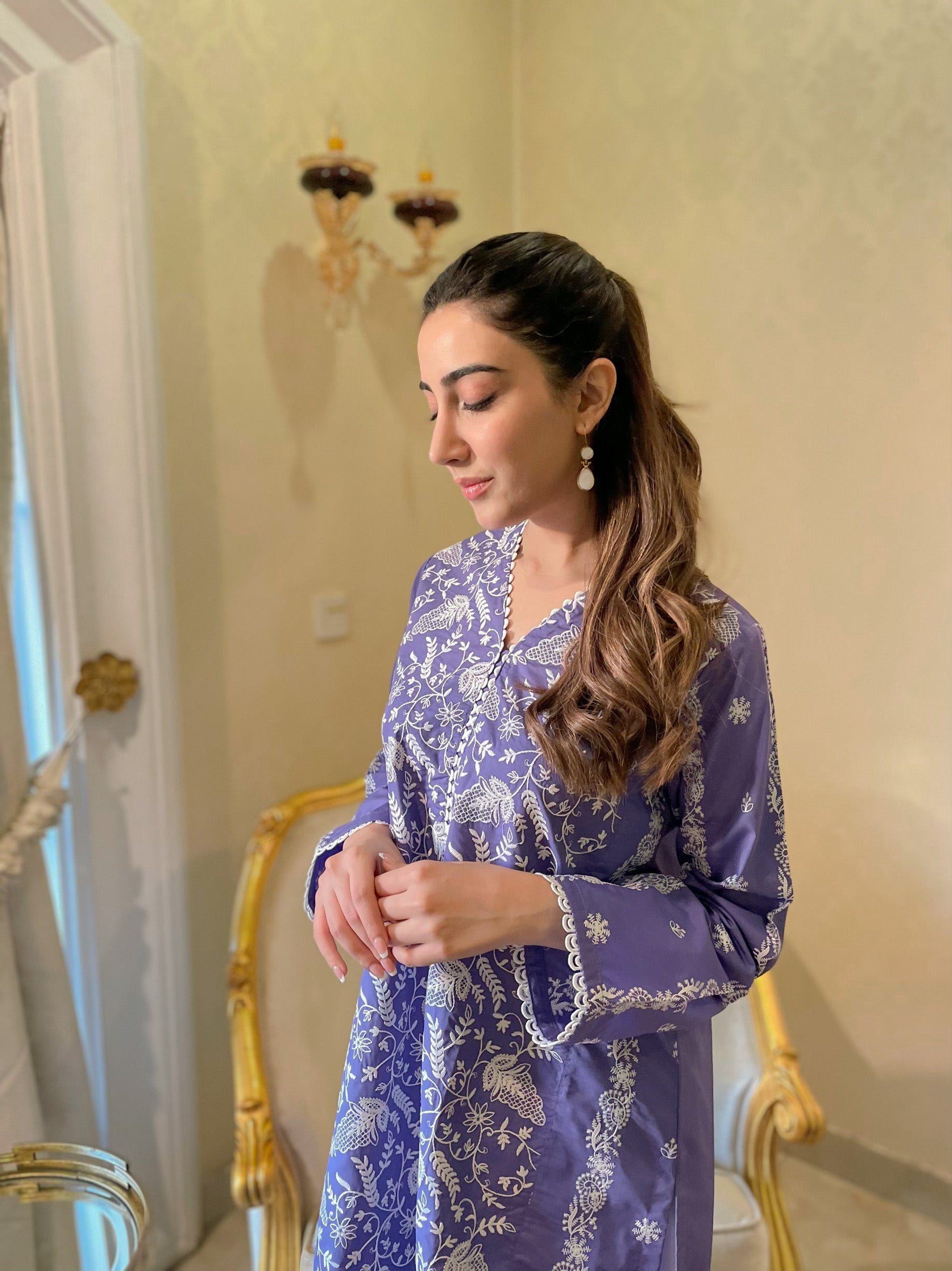 Purple Embroidered Kurta (RTS)