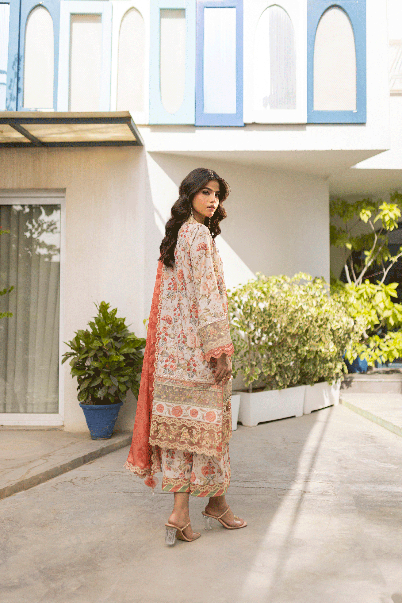 Silk Tunic - 2Pcs Hand Embellished Shirt With Trouser-Ss24Da-2662 Beige