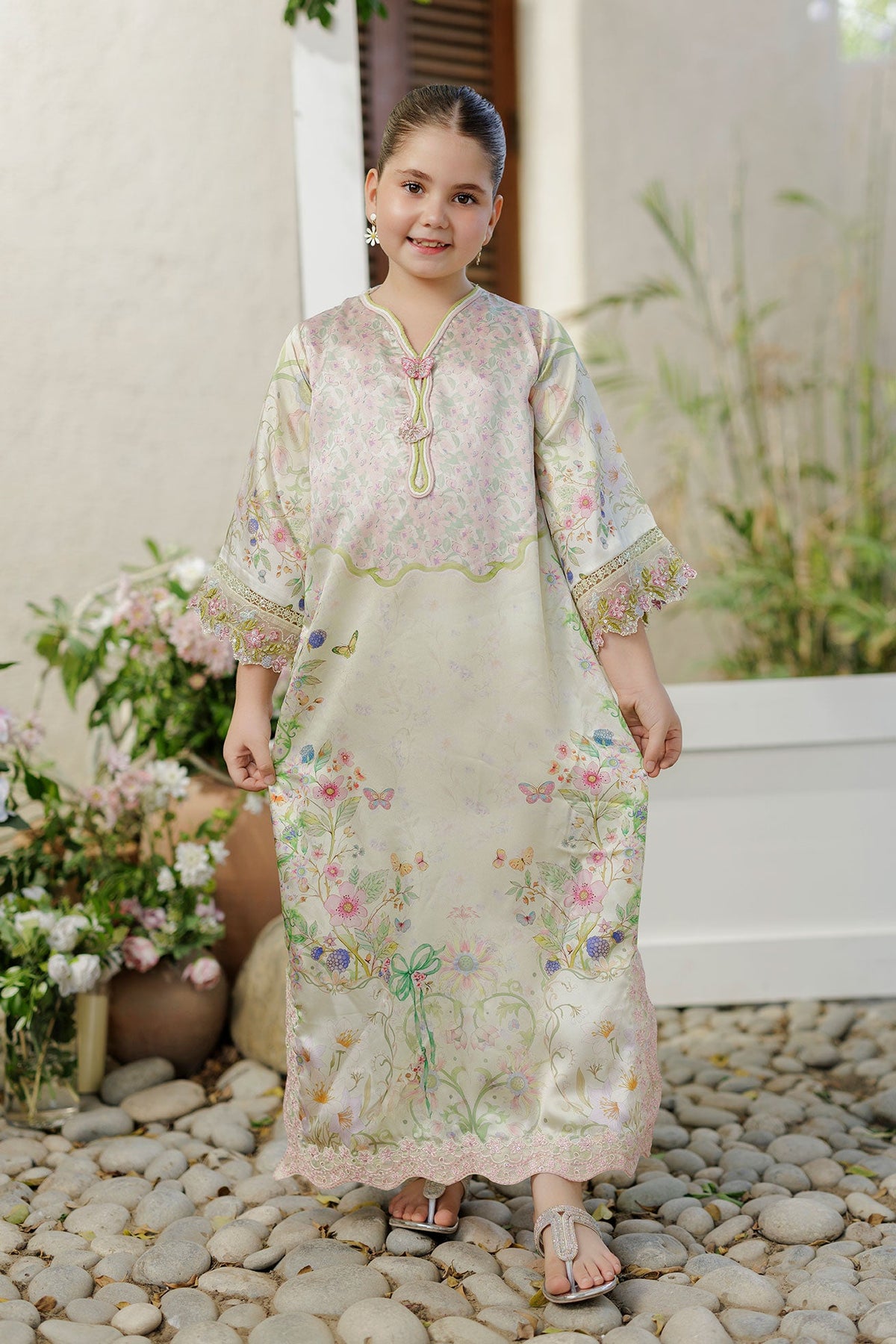 SS26DK-0246 L-GREEN 1 Pcs Kaftan