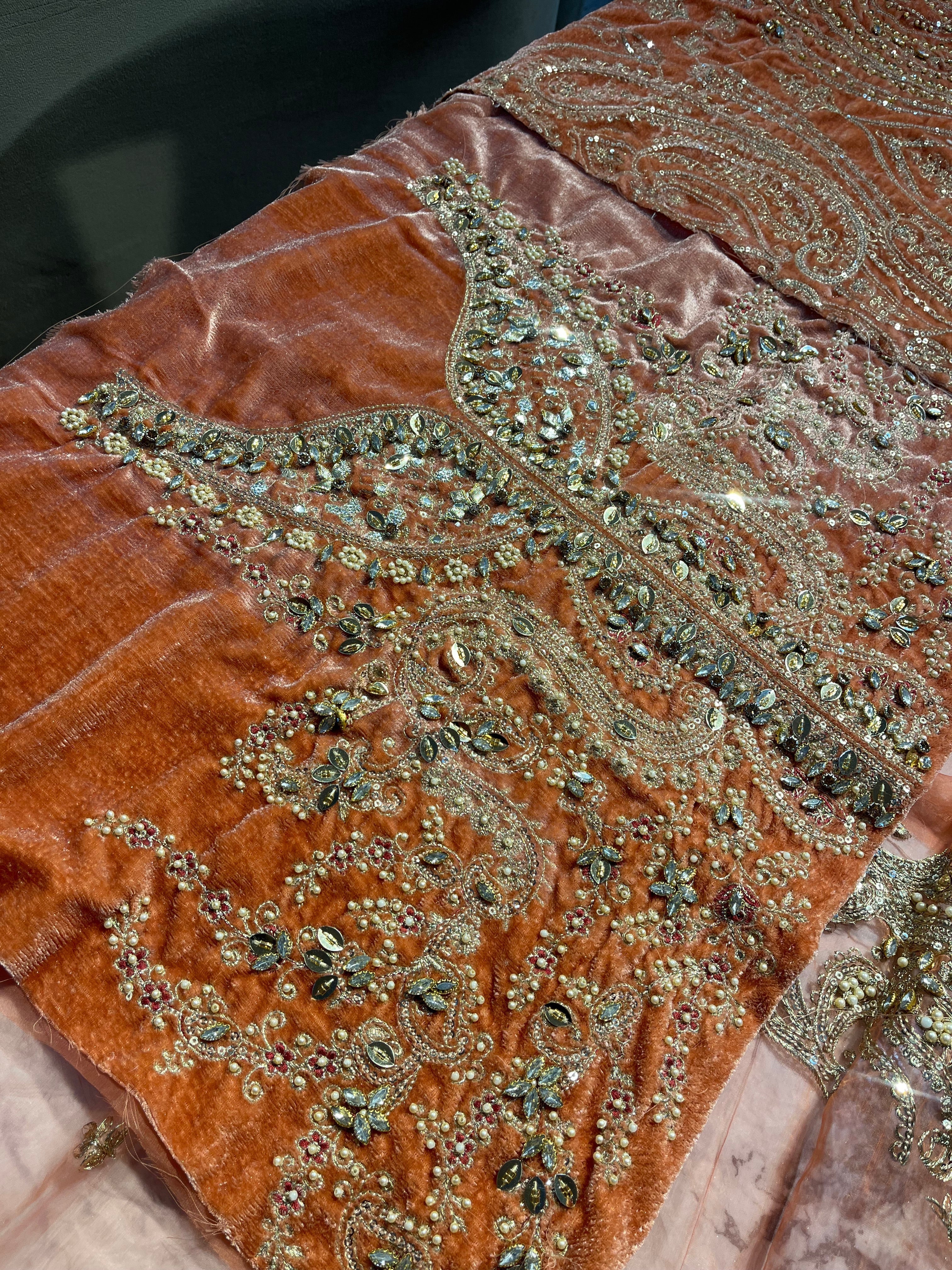 Maria B – Mbroidered Salmon and Maroon Style