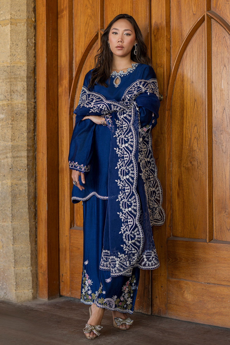 DUPATTA: SS26DD-2923 BLUE EMBROIDED DUPATTA