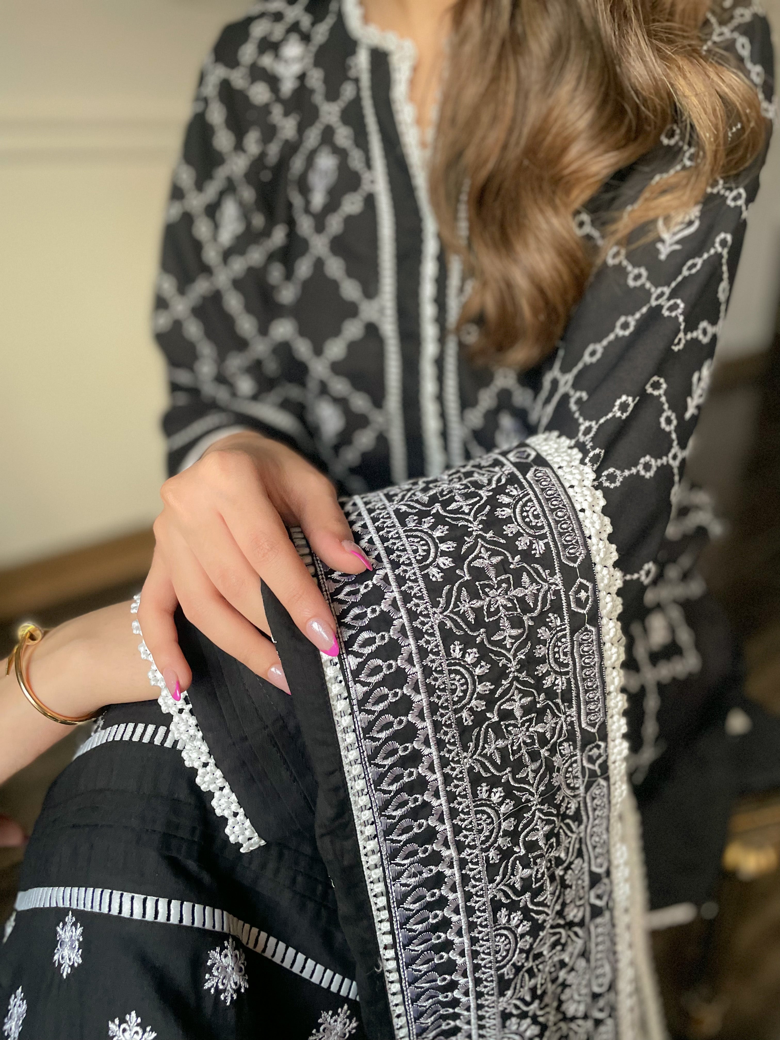 Black Embroidered Set