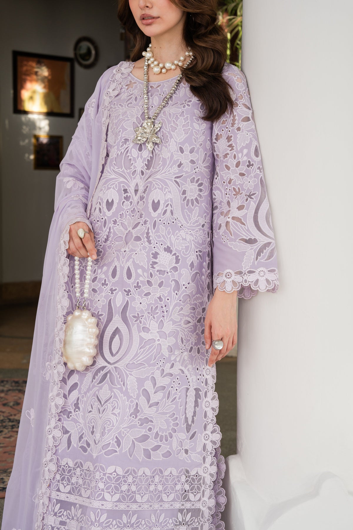 Aneelas Luxury Emb Lawn With Chiffon Duppata 3pc[LUX-26-90] [Dispatch Time 15 Days]