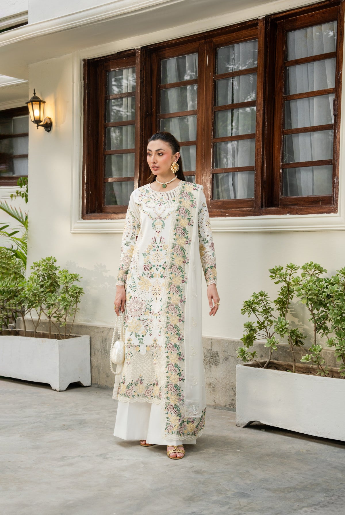 Aneelas Lawn Emb 3pc Emb Chiffon Duppata [LUX-26-98] [Dispatch Time 15 Days]