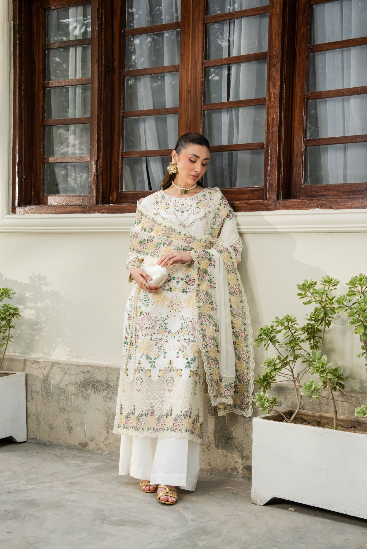 Aneelas Lawn Emb 3pc Emb Chiffon Duppata [LUX-26-98] [Dispatch Time 15 Days]