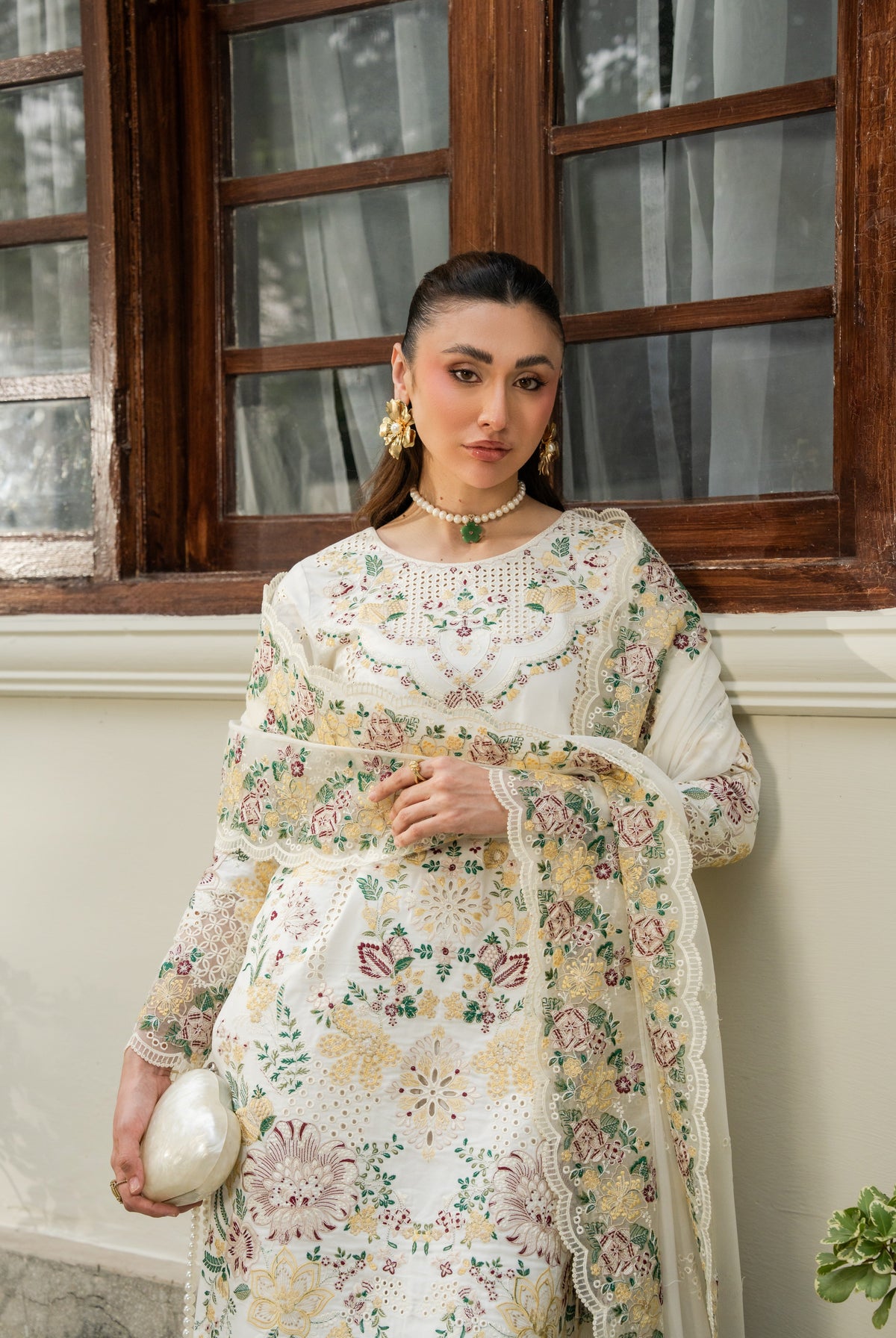 Aneelas Lawn Emb 3pc Emb Chiffon Duppata [LUX-26-98] [Dispatch Time 15 Days]