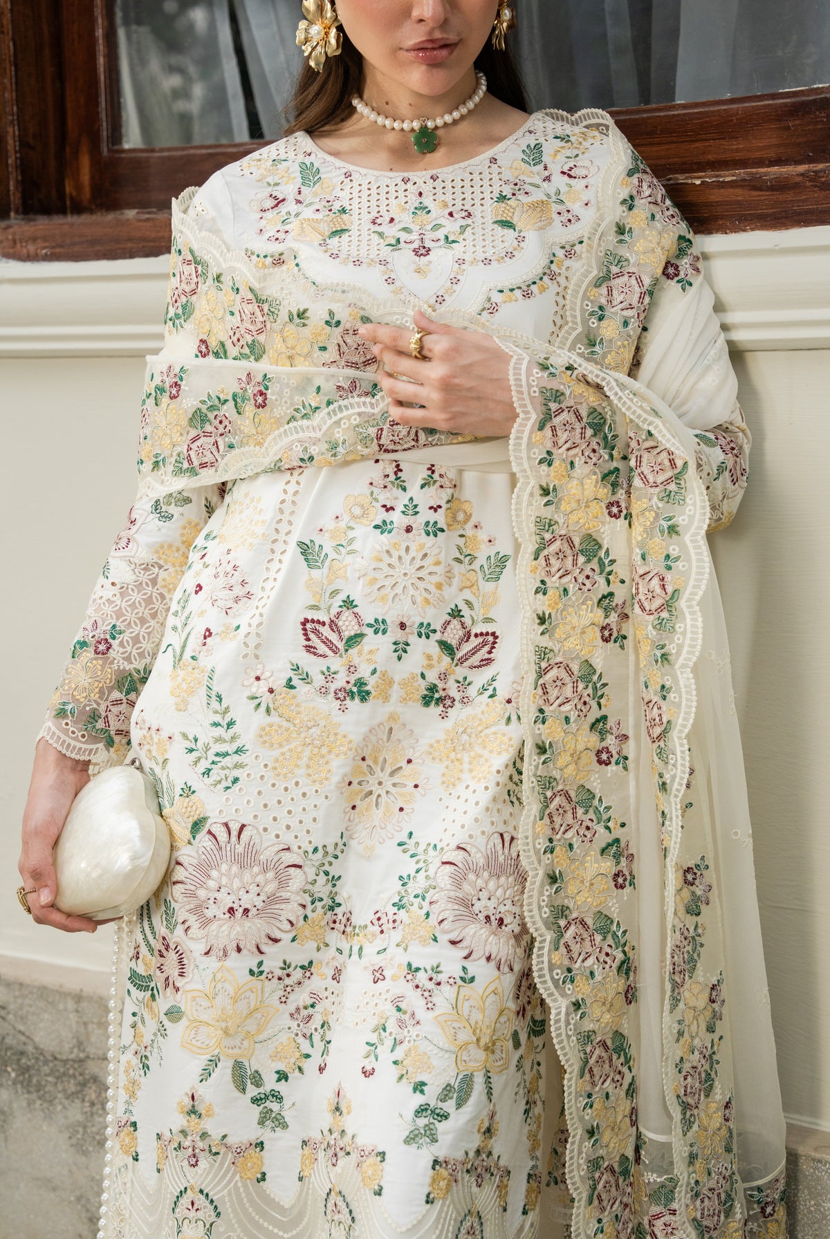 Aneelas Lawn Emb 3pc Emb Chiffon Duppata [LUX-26-98] [Dispatch Time 15 Days]