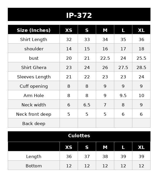 Size Chart (inches)