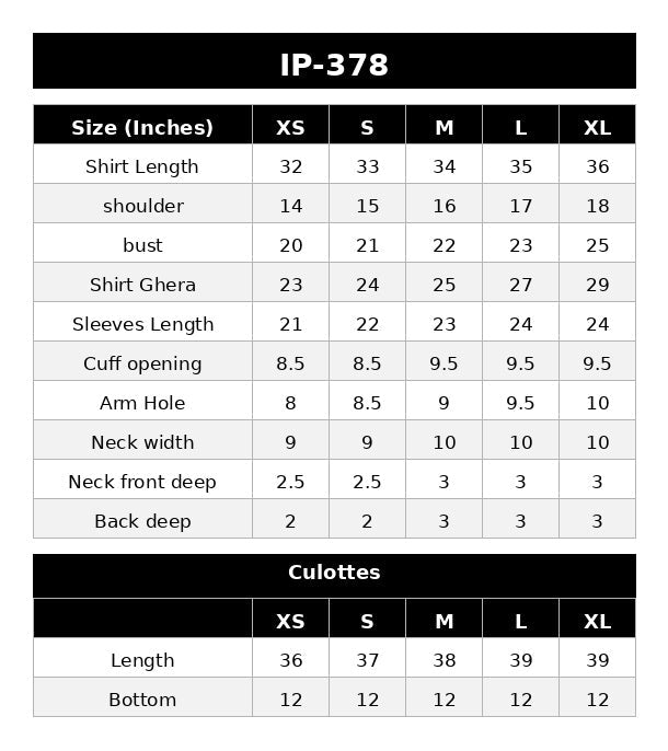 Size Chart (inches)
