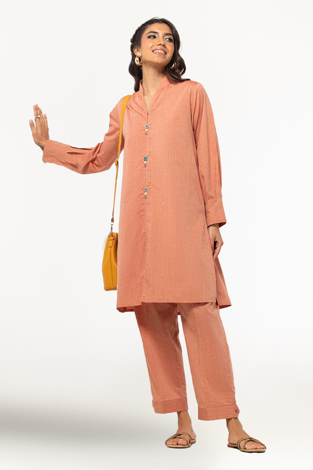 Yarn-Dyed Embellished Co-Ord Set