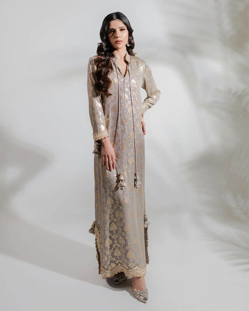 Euphoria Silver Kaftan by Alizay Saad