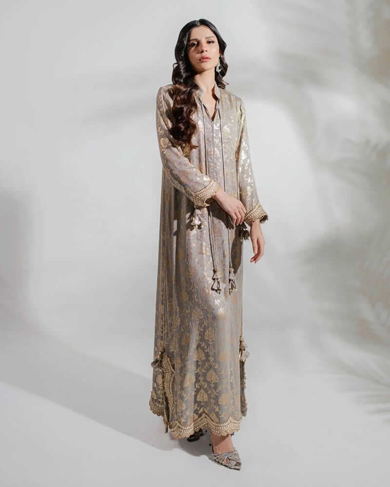 Euphoria Silver Kaftan by Alizay Saad