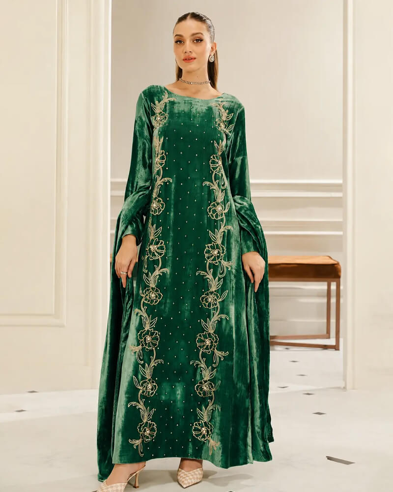 Emerald Green Velvet Kaftan