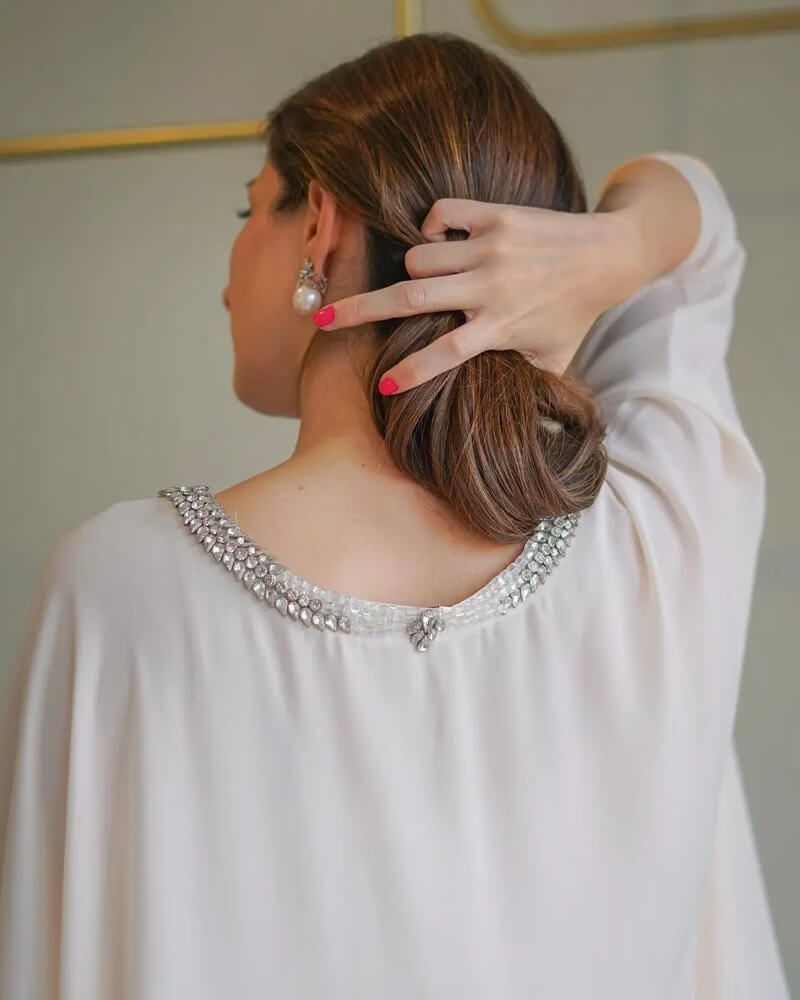 White Blingy Bow Semi Formal