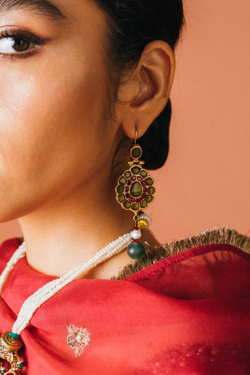 Gold Plated Jade Earrings