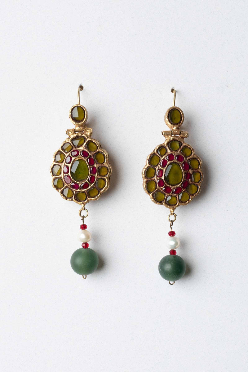 Gold Plated Jade Earrings