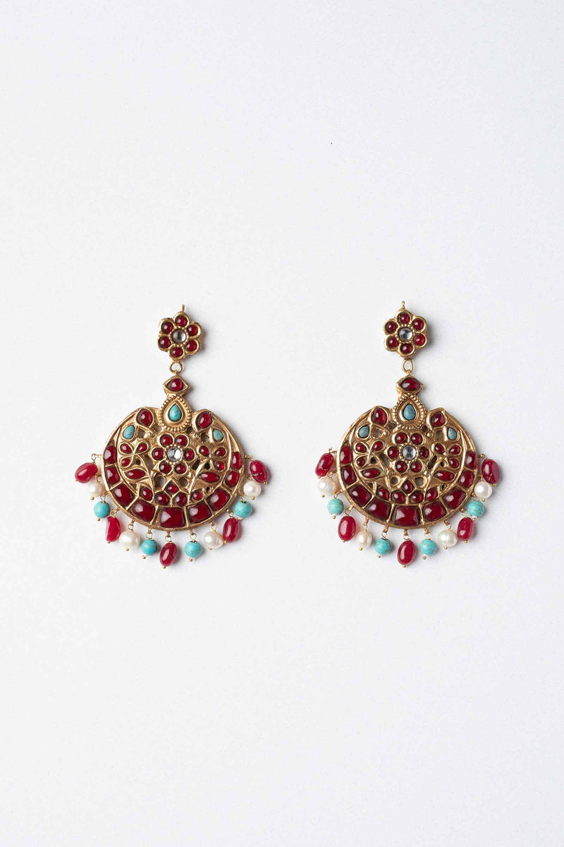 Gold Plated Turquoise & Pearl Earrings