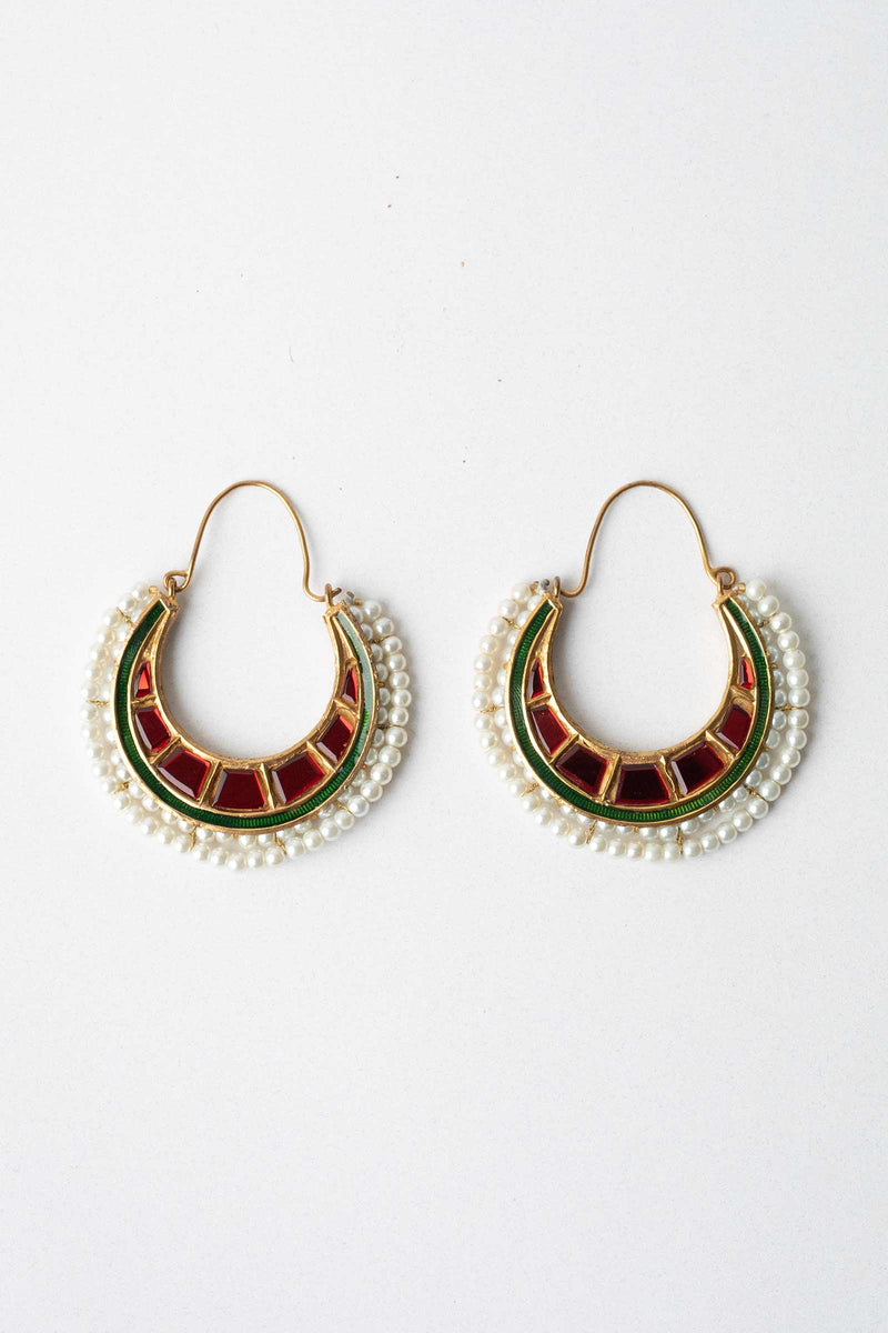 Gold Plated Glass Work Earrings