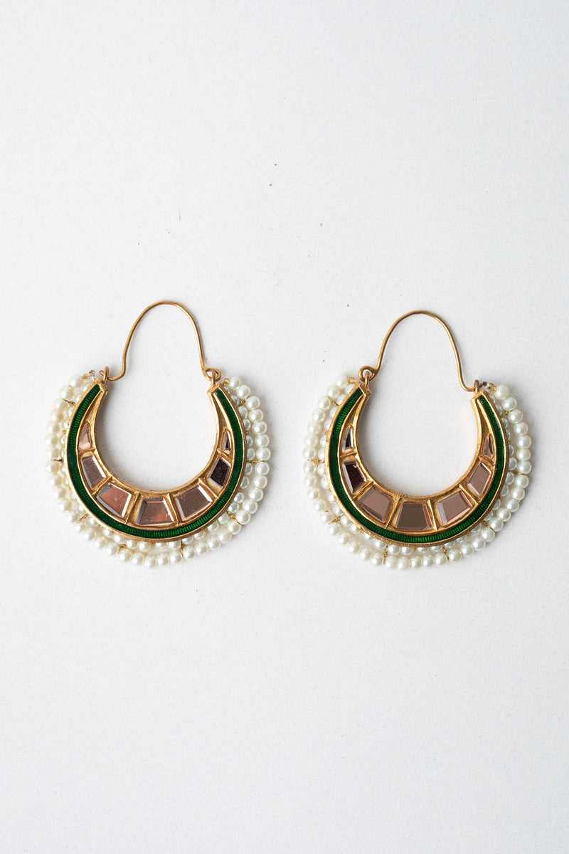 Gold Plated Glass Work Earrings