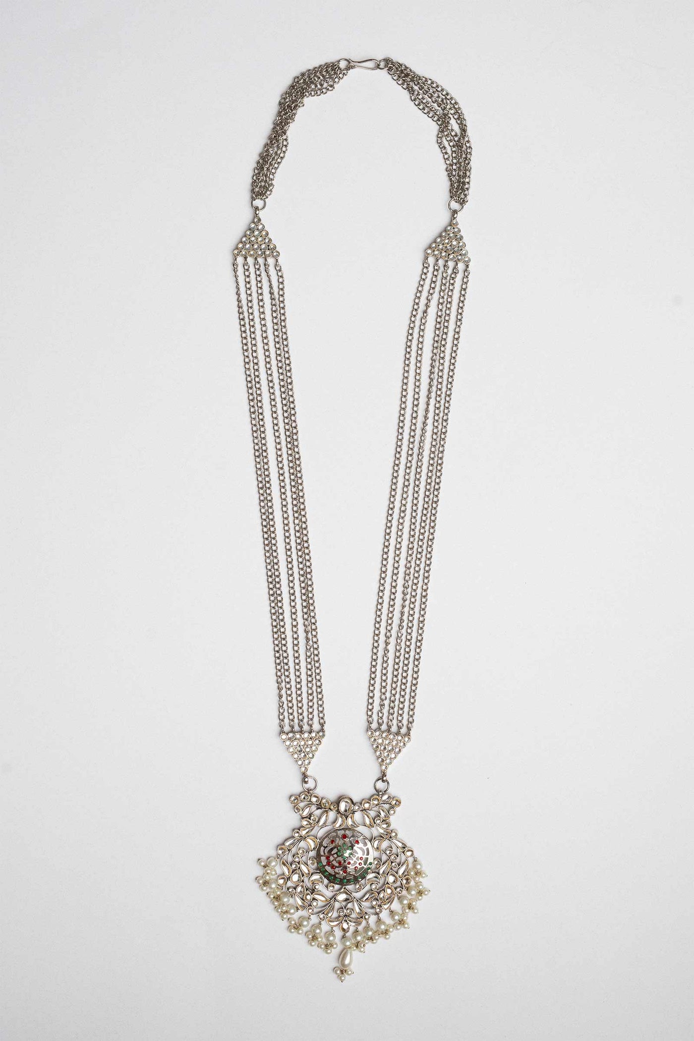 SILVER PLATED KUNDAN NECKLACE