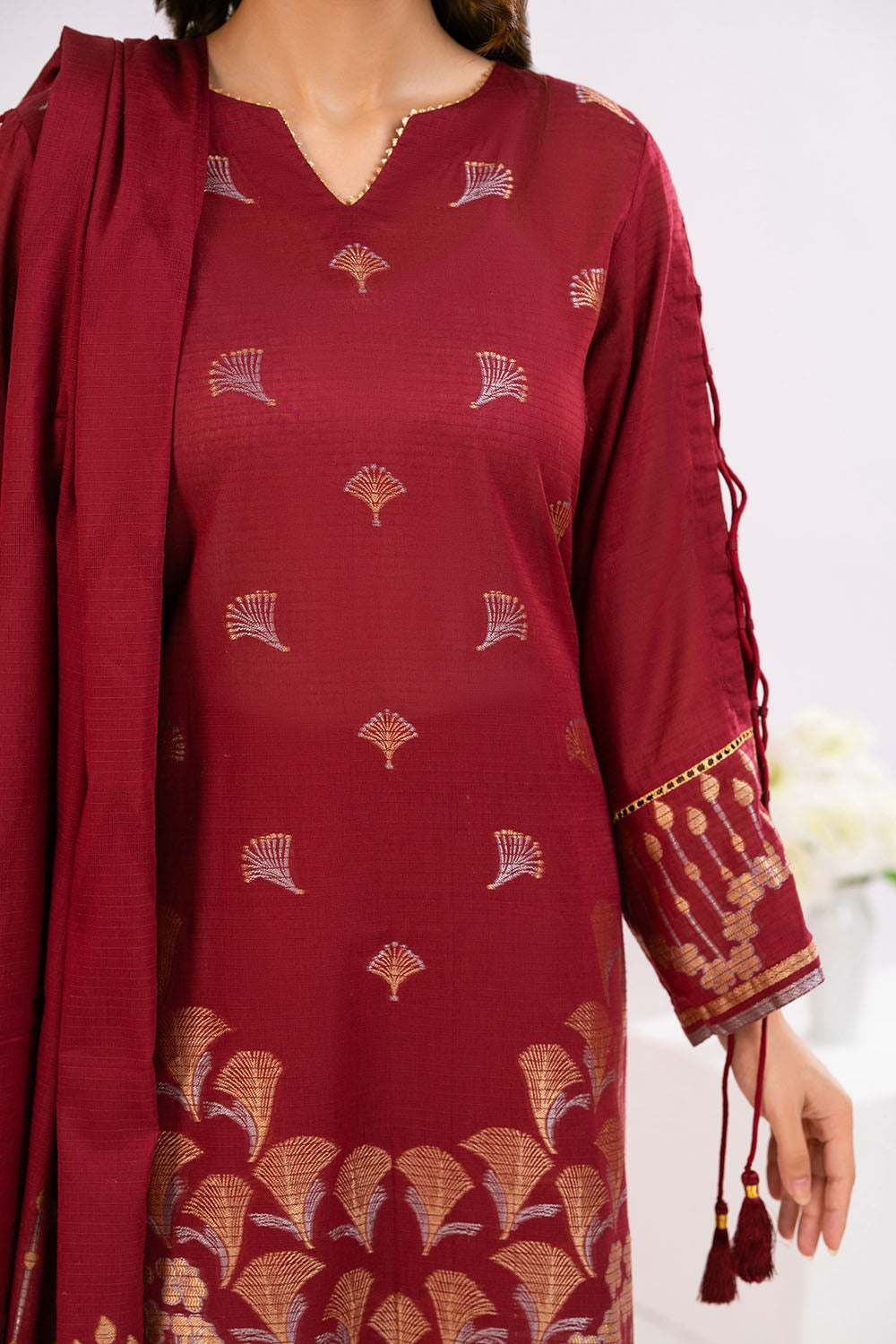 3 Piece Jacquard Suit With Dupatta