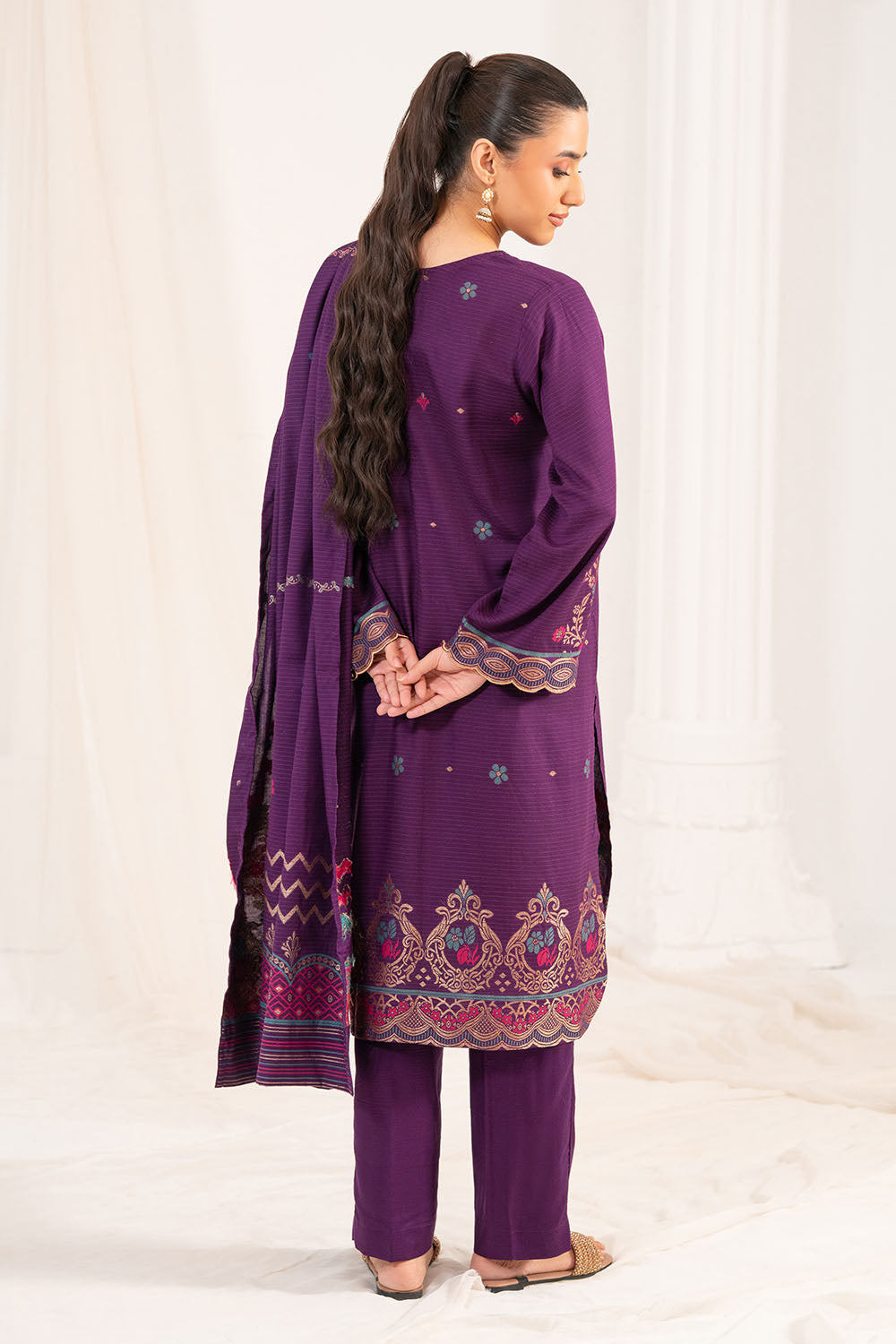 3 Piece Jacquard Suit With Dupatta