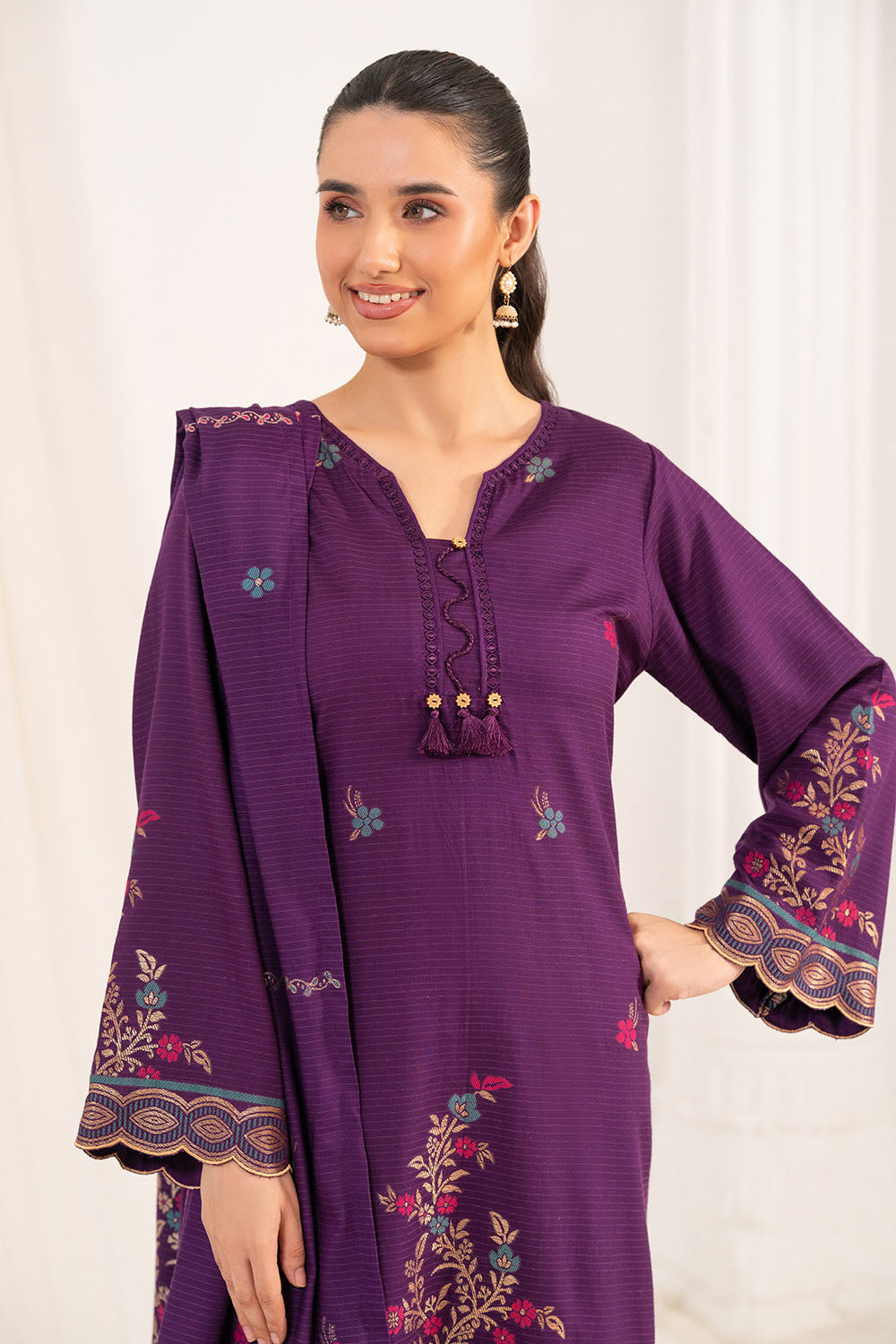 3 Piece Jacquard Suit With Dupatta