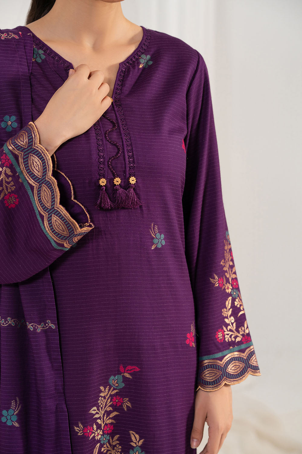 3 Piece Jacquard Suit With Dupatta
