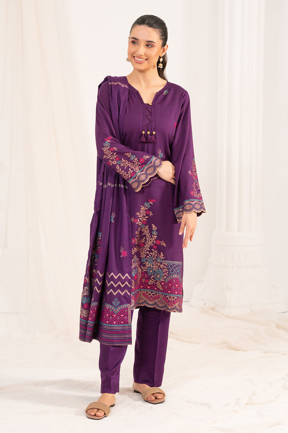 3 Piece Jacquard Suit With Dupatta
