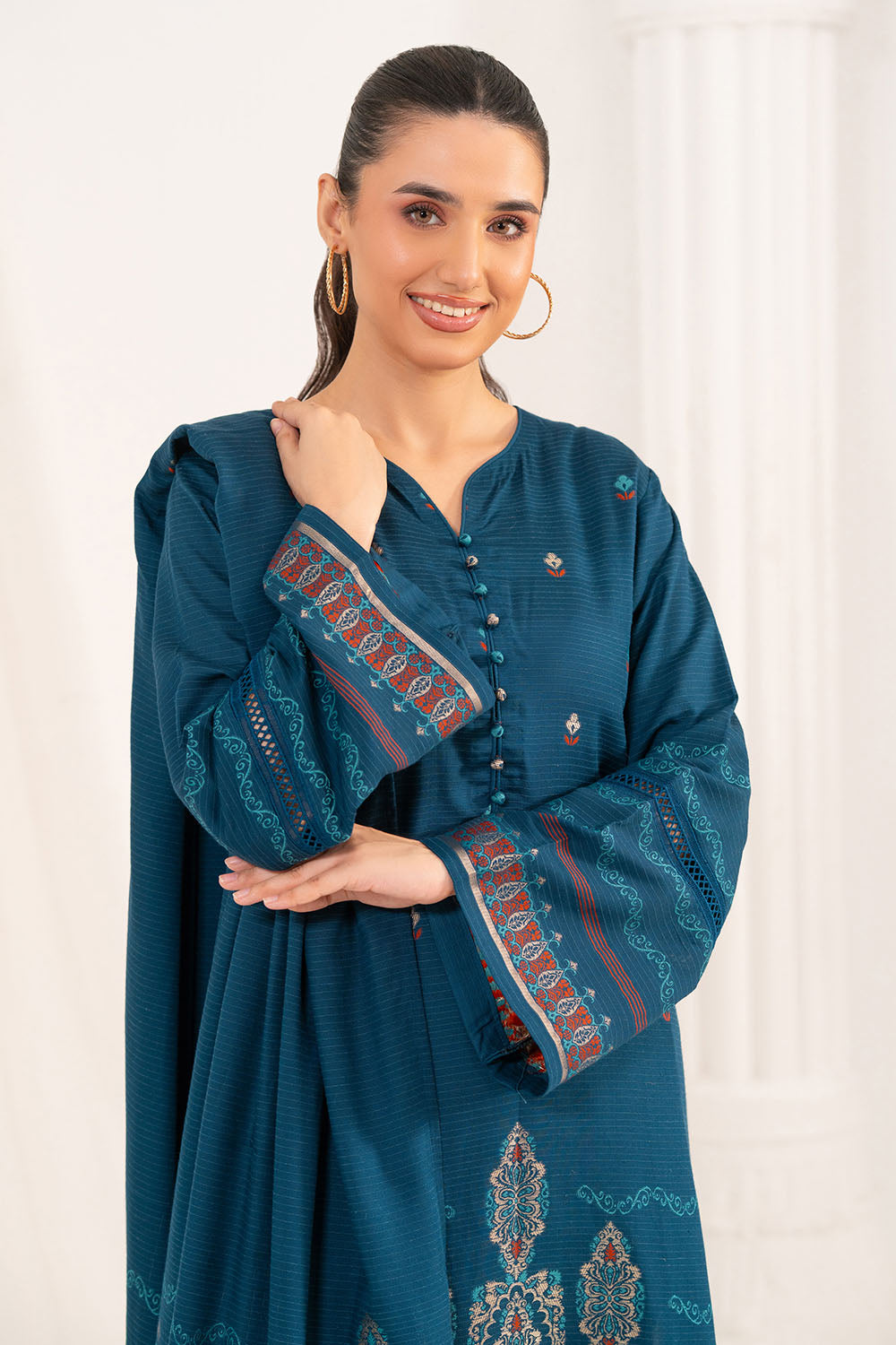 3 Piece Jacquard Suit With Dupatta